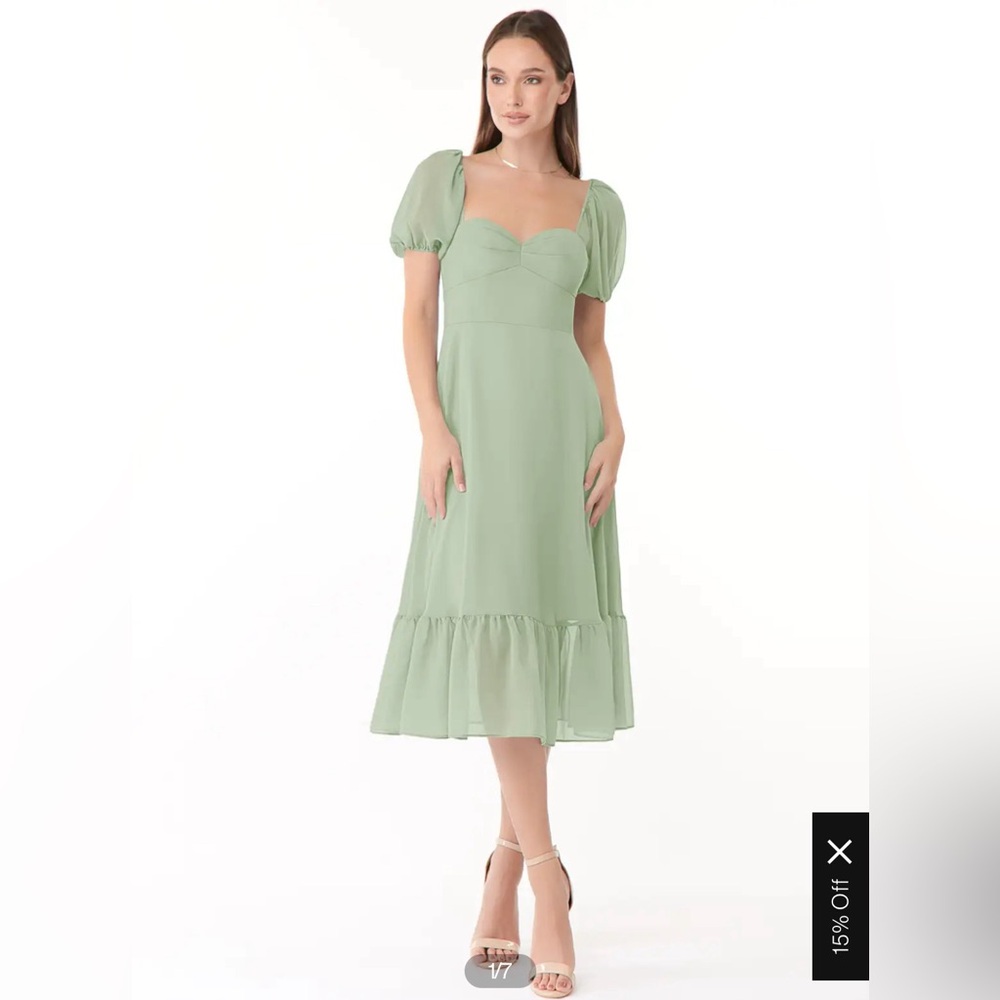 Azazie Dusty Sage A-Line Sweetheart Ruched Chiffon Dress